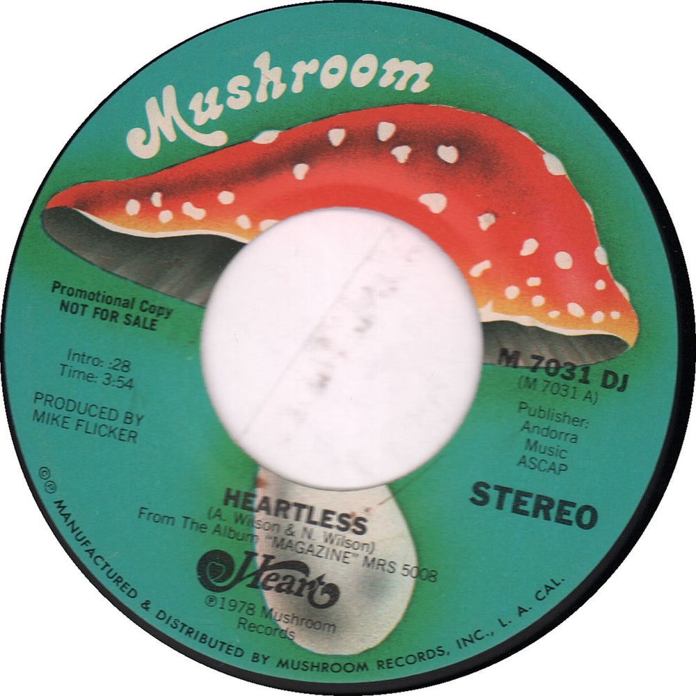 Heart Heartless US Promo 7" vinyl single (7 inch record / 45) M7031DJ