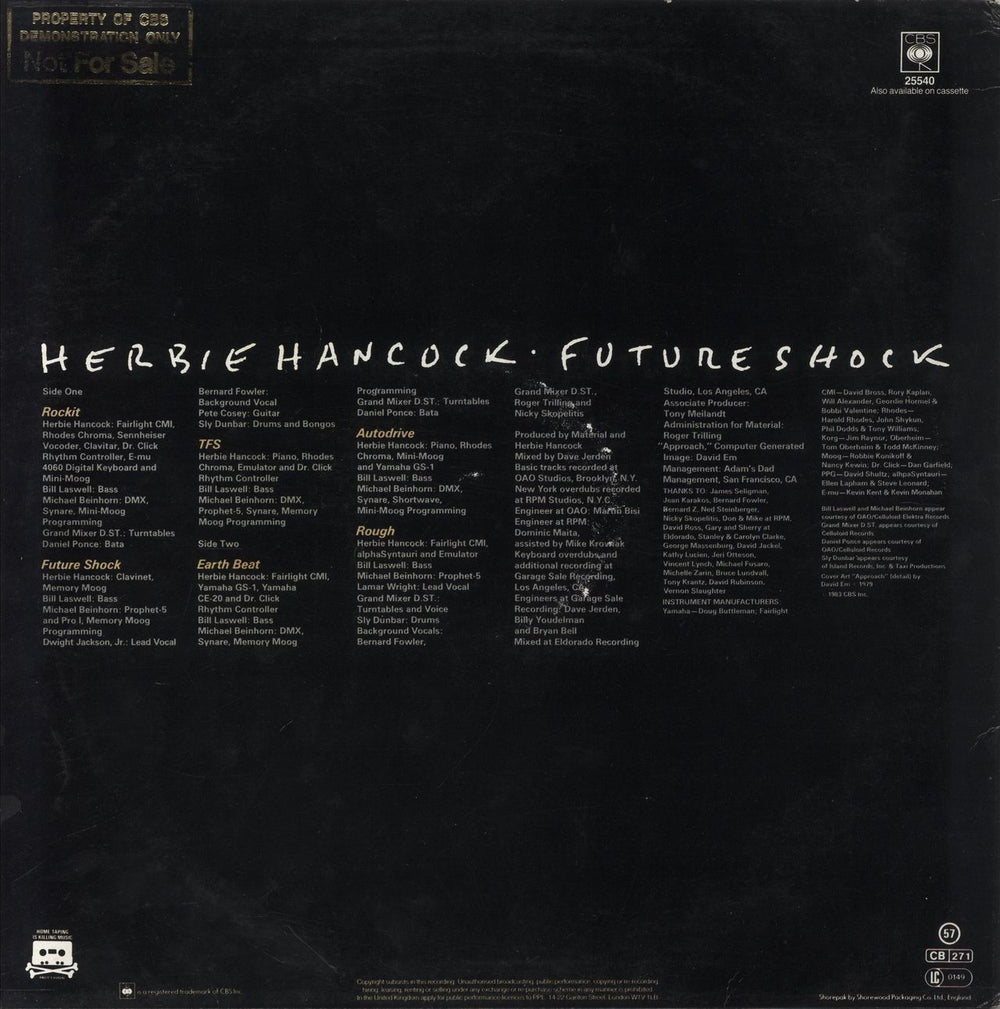 Herbie Hancock Future Shock UK vinyl LP album (LP record)