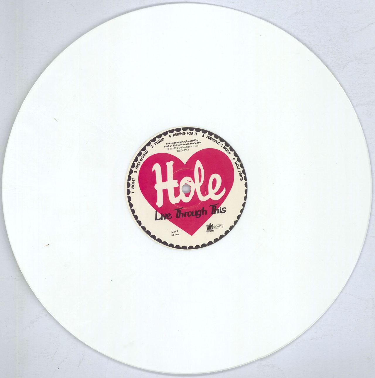 Hole Live Through This - White Vinyl German Promo Vinyl LP