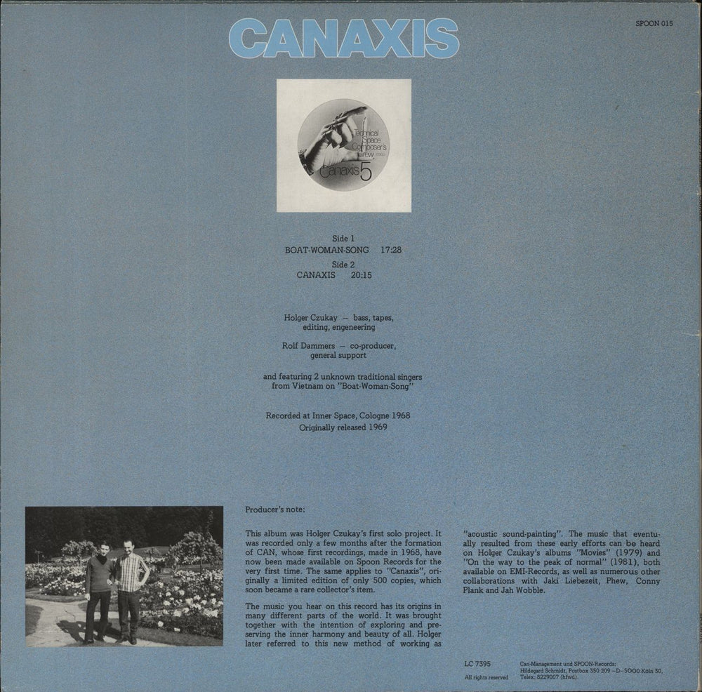 Holger Czukay Canaxis - Ex German vinyl LP album (LP record)