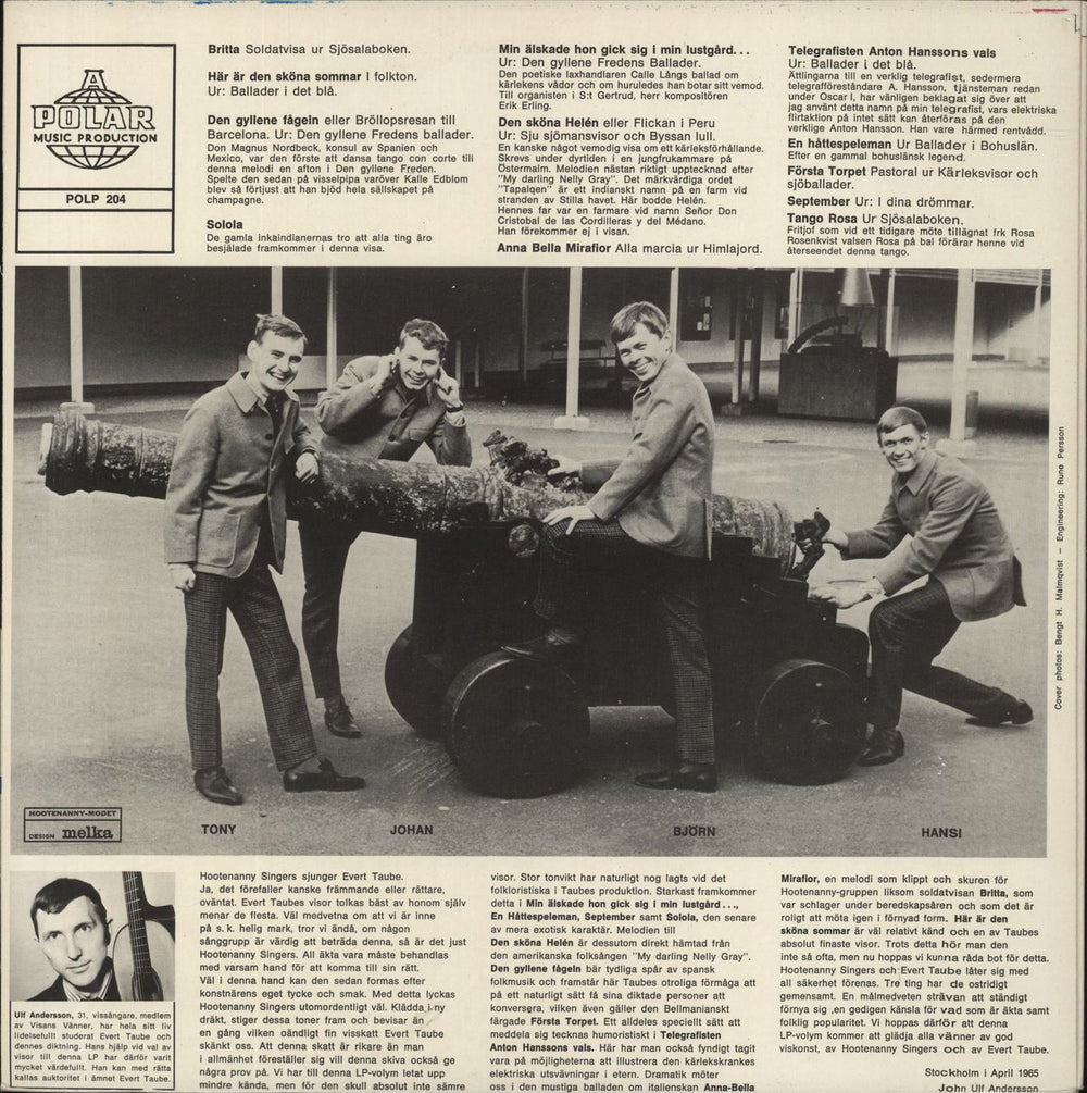 Hootenanny Singers Sjunger Evert Taube Swedish vinyl LP album (LP record)