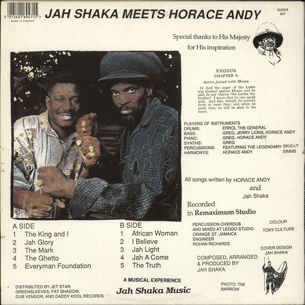Horace Andy Jah Shaka Meets Horace Andy UK vinyl LP album (LP record) 5015401694715