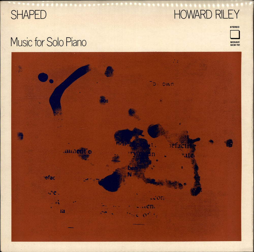 Howard Riley Shaped (Music For Solo Piano) UK vinyl LP album (LP record) GCM781