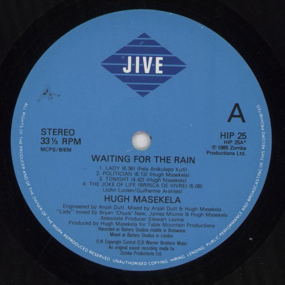 Hugh Masekela Waiting For The Rain UK vinyl LP album (LP record) HAXLPWA630810