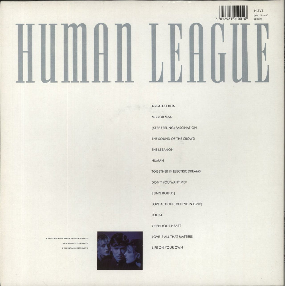 Human League Greatest Hits UK vinyl LP album (LP record) 5012981010010