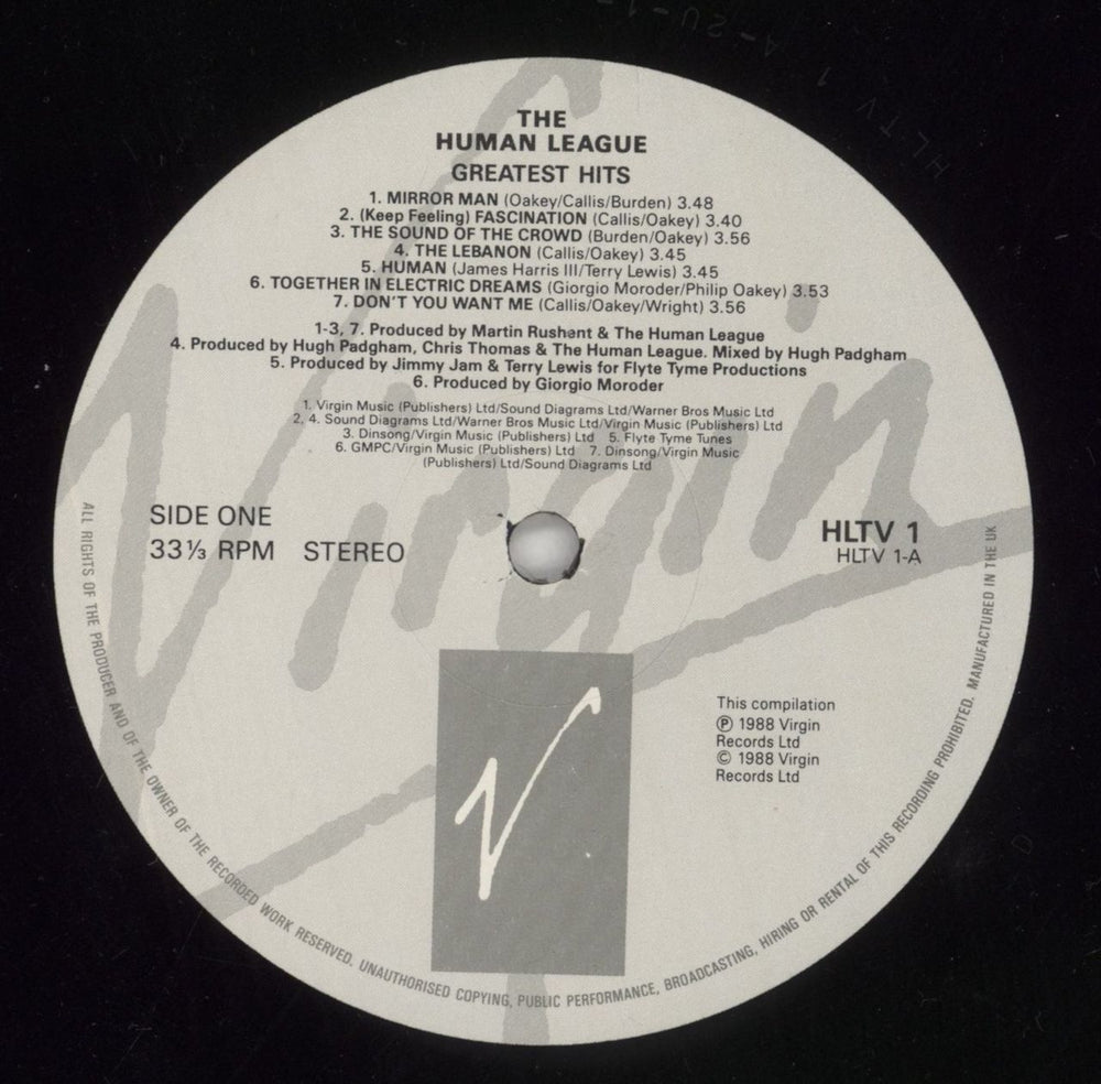 Human League Greatest Hits UK vinyl LP album (LP record) HUMLPGR231699