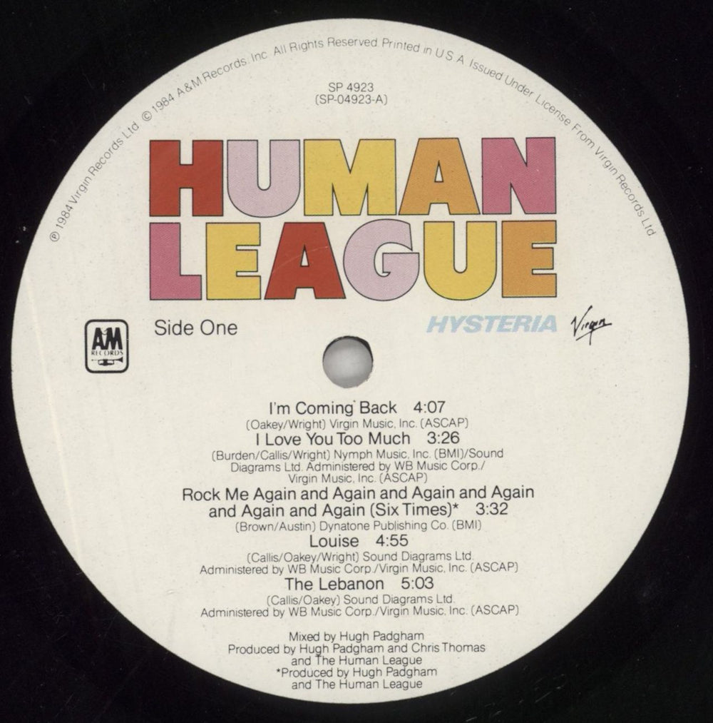 Human League Hysteria US vinyl LP album (LP record) HUMLPHY862144