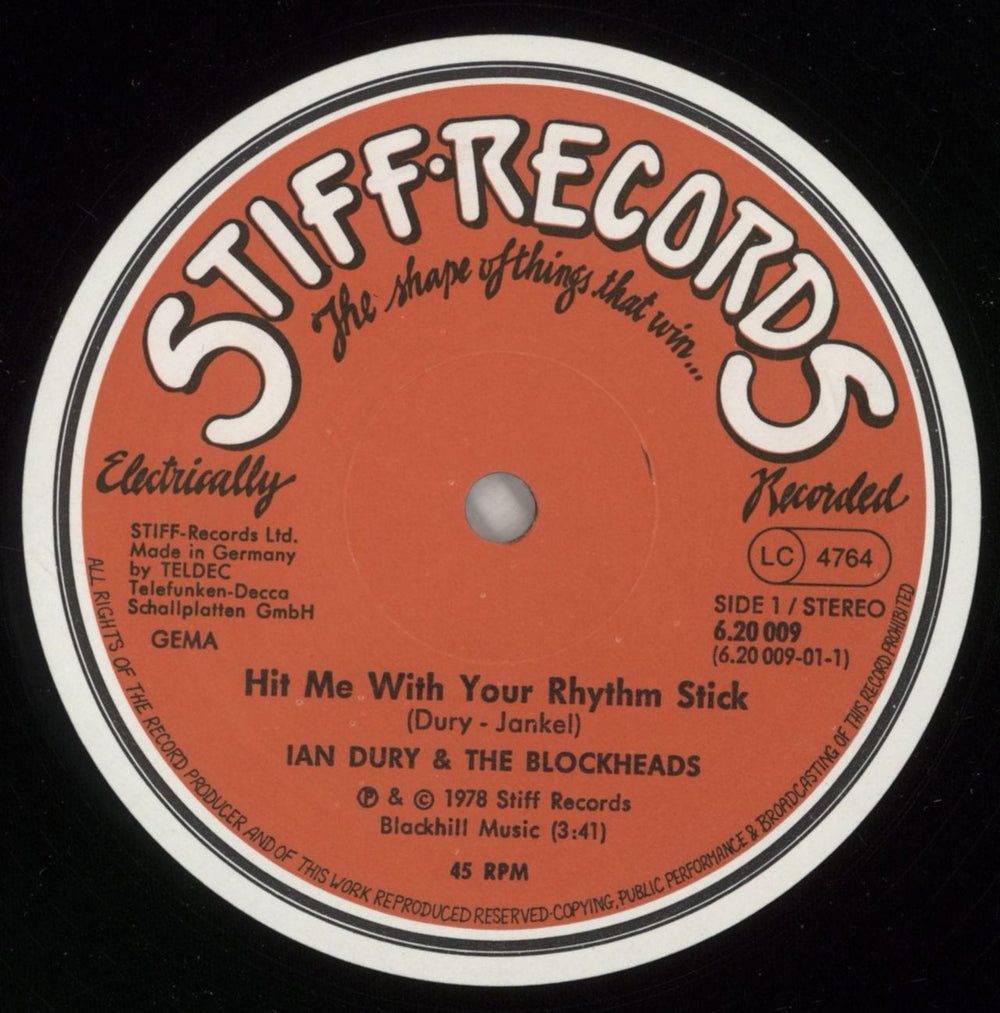 Ian Dury Hit Me With Your Rhythm Stick German 12" vinyl single (12 inch record / Maxi-single) IND12HI871621