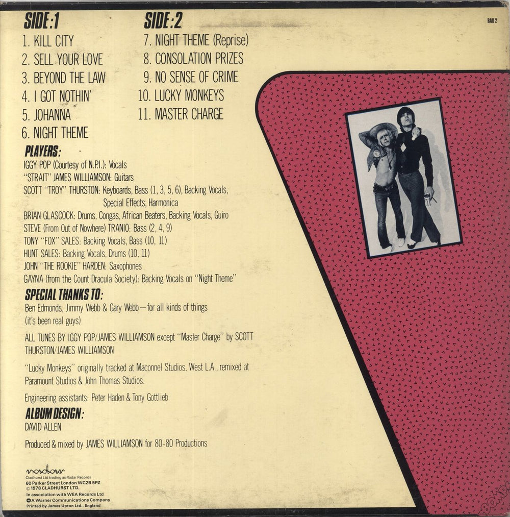 Iggy Pop Kill City UK vinyl LP album (LP record)