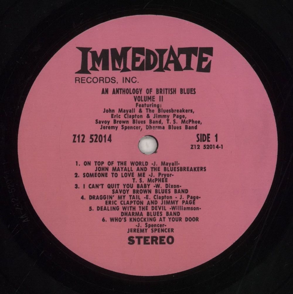 Immediate Label An Anthology Of British Blues Volume 2 US vinyl LP album (LP record) MMTLPAN855165