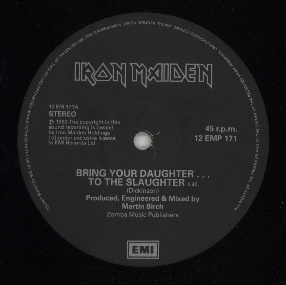 Iron Maiden Bring Your Daughter To The Slaughter - EX UK 12" vinyl single (12 inch record / Maxi-single) IRO12BR783587