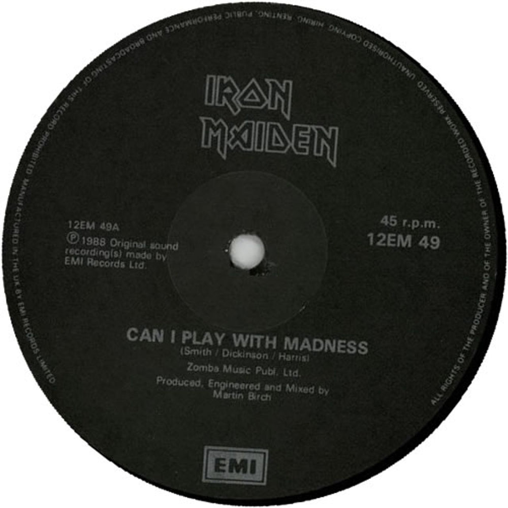 Iron Maiden Can I Play With Madness - Black & Silver label UK 12" vinyl single (12 inch record / Maxi-single) IRO12CA24362