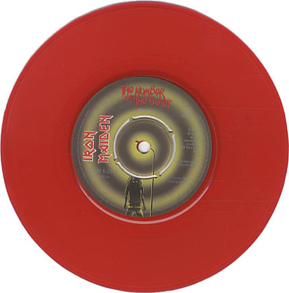 Iron Maiden The Number Of The Beast - Red Vinyl + P/S - EX UK 7" vinyl single (7 inch record / 45) IRO07TH337385