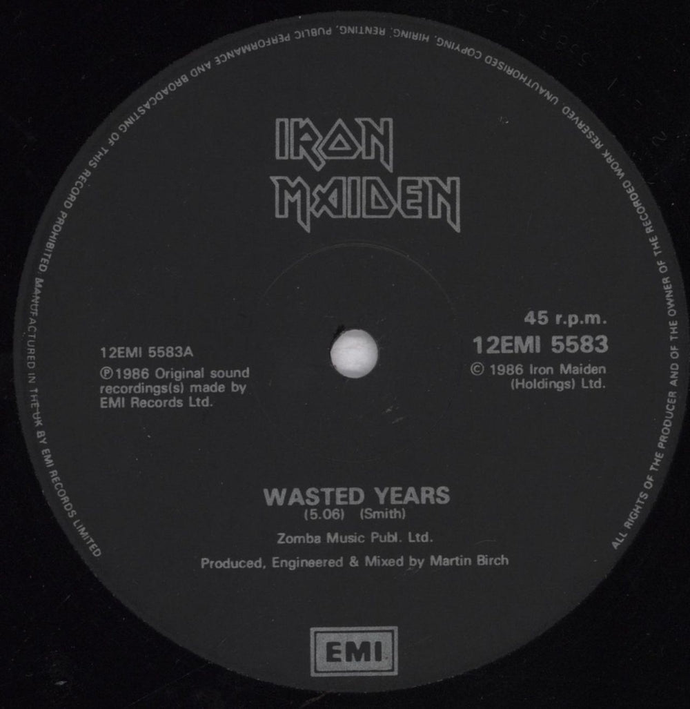 Iron Maiden Wasted Years UK 12" vinyl single (12 inch record / Maxi-single) IRO12WA50294