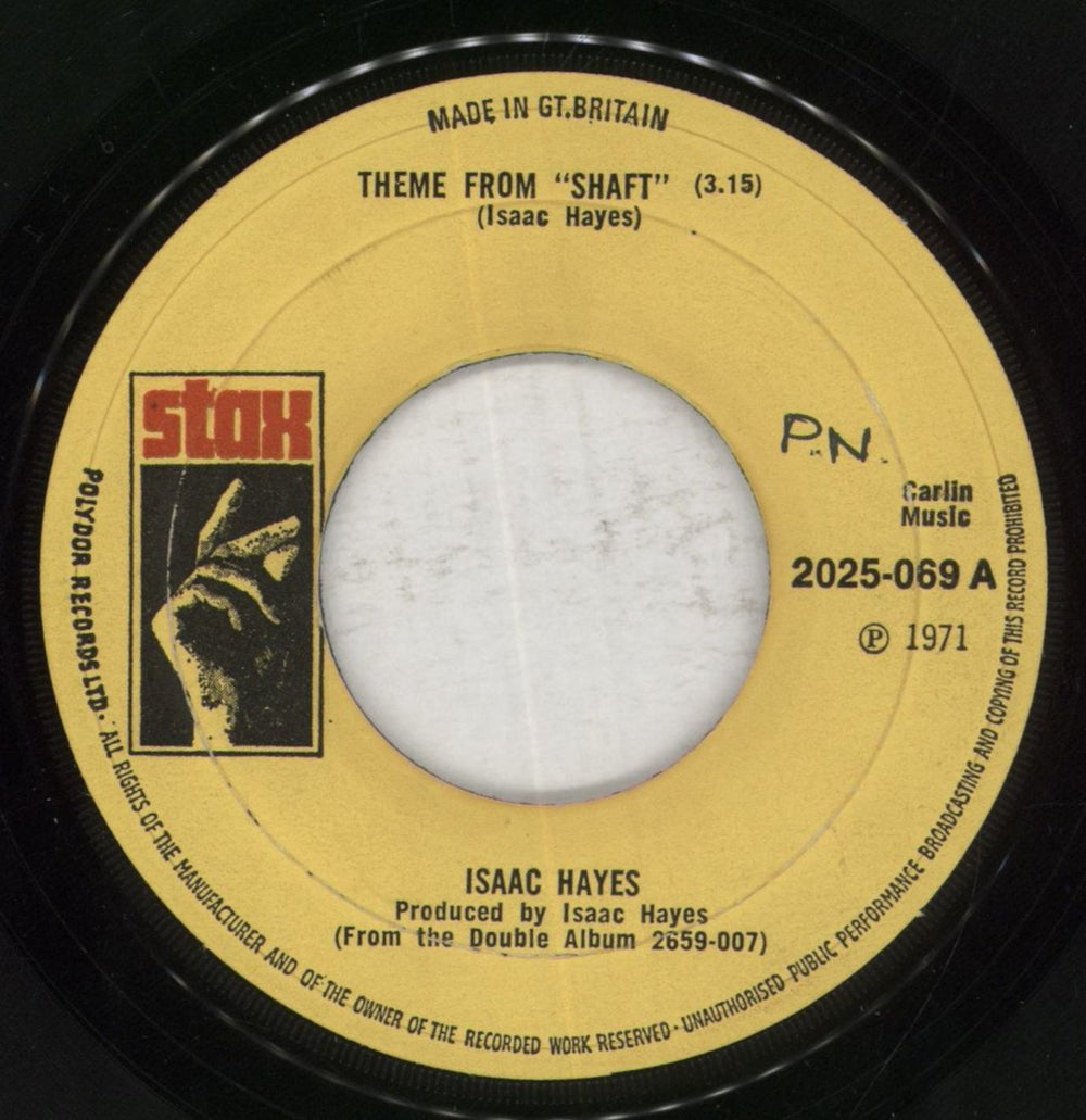 Isaac Hayes Theme From 'Shaft' - 1st - Wide UK 7" vinyl single (7 inch record / 45) 2025-069