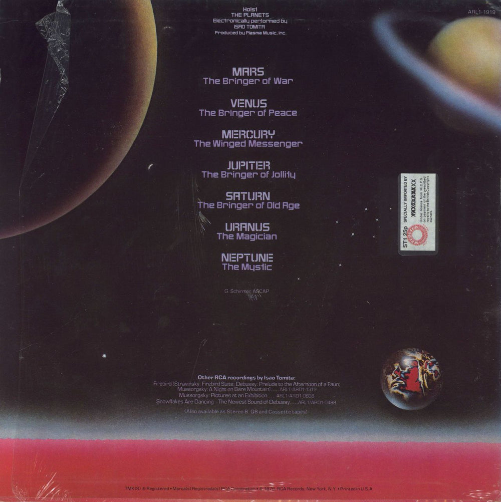 Isao Tomita The Planets - Opened Shrink & Stickered Labels US vinyl LP album (LP record)