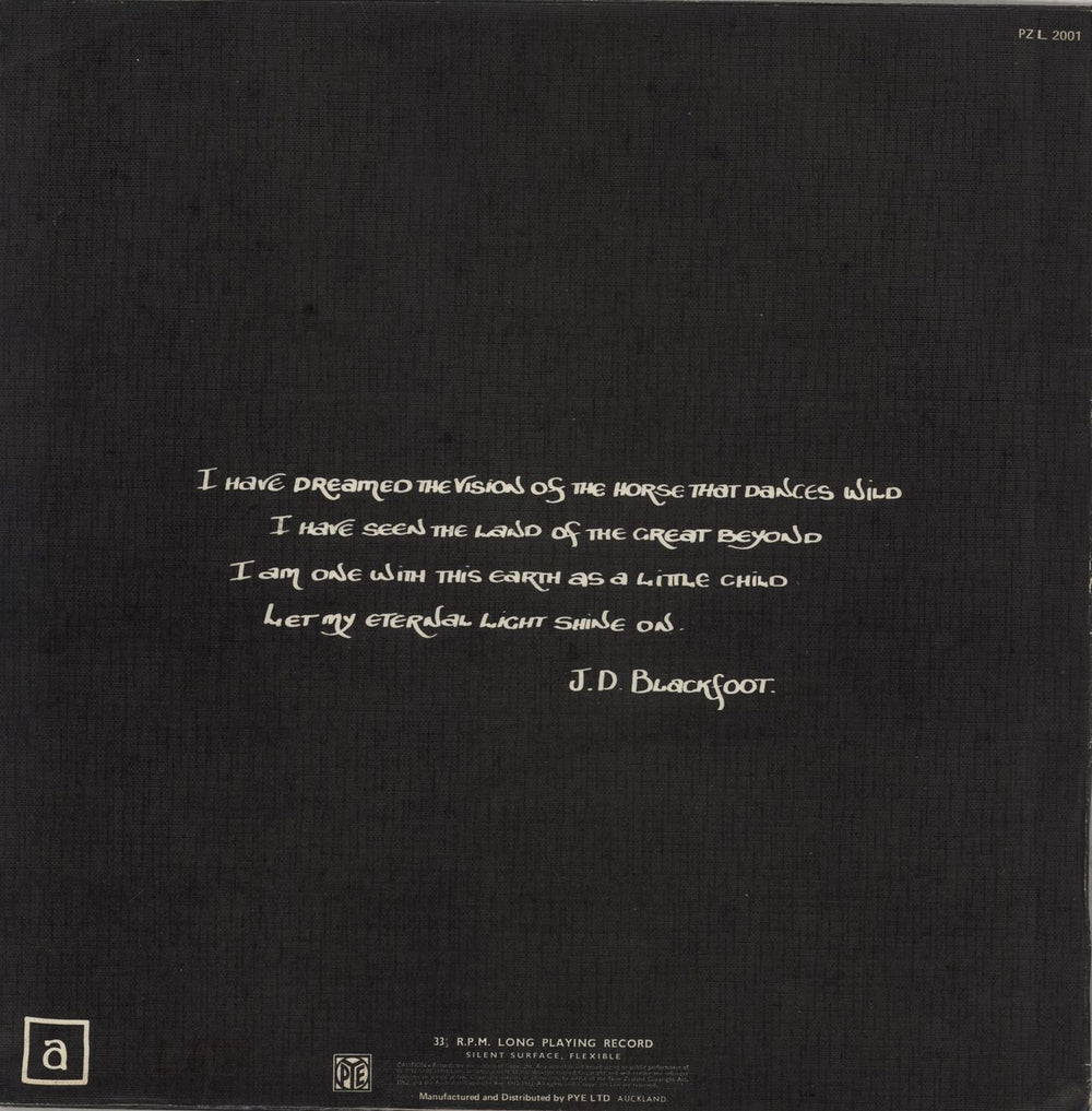 J. D. Blackfoot The Song Of Crazy Horse - WOS New Zealand vinyl LP album (LP record)