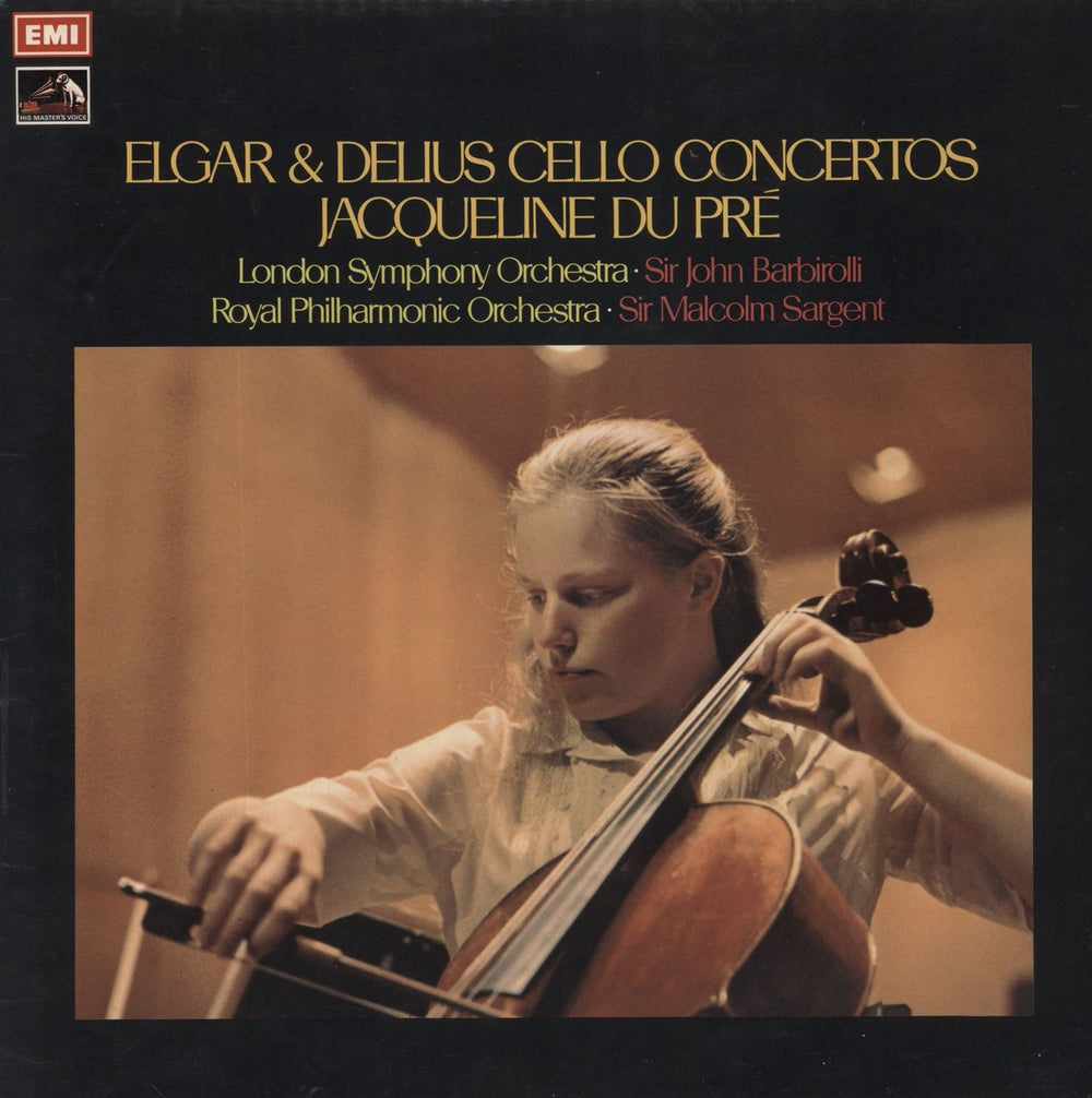 Jacqueline Du Pré Elgar & Delius Cello Concertos - Autographed UK vinyl LP album (LP record) ASD2764