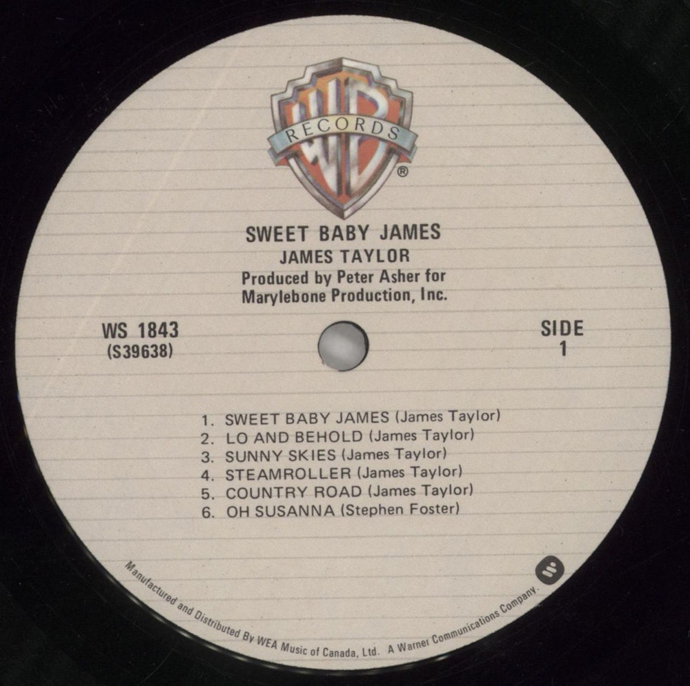 James Taylor Sweet Baby James Canadian vinyl LP album (LP record) JTYLPSW858416