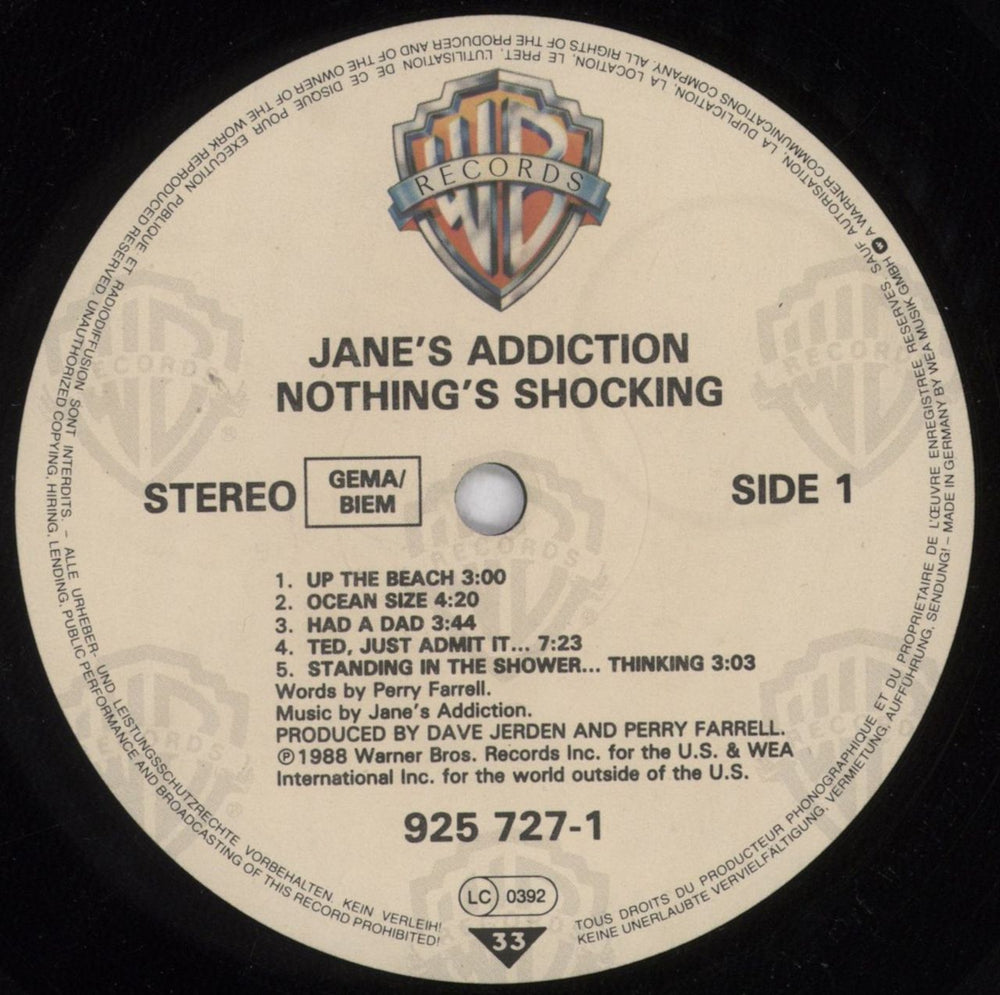 Janes Addiction Nothing's Shocking - VG rubber outer jacket UK vinyl LP album (LP record) JANLPNO844977
