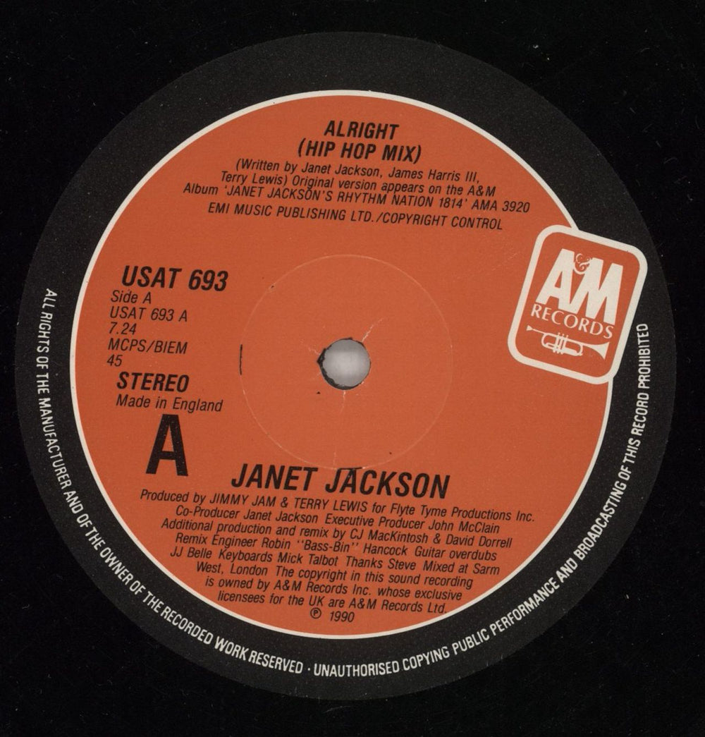 Janet Jackson Alright UK 12" vinyl single (12 inch record / Maxi-single) J-J12AL43008