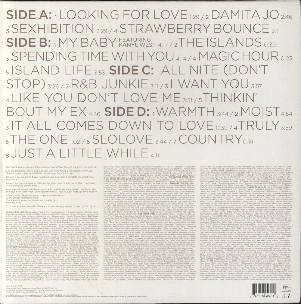 Janet Jackson Damito Jo UK 2-LP vinyl record set (Double LP Album) 724358440416