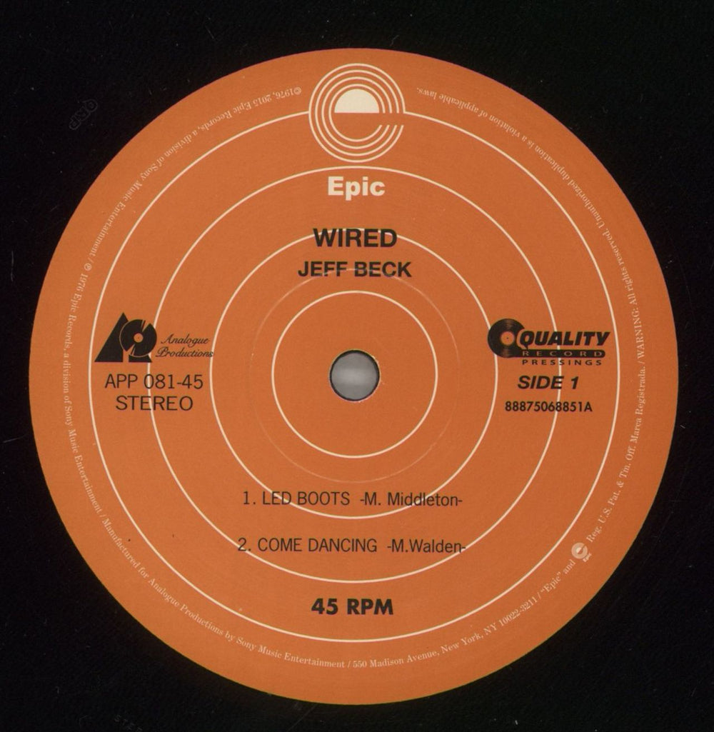 Jeff Beck Wired - 45RPM - 180 Gram UK 2-LP vinyl record set (Double LP Album) BEK2LWI876903