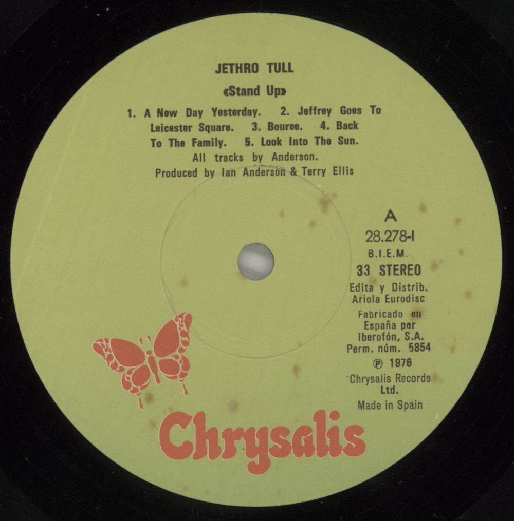 Jethro Tull Stand Up - Green Label Spanish vinyl LP album (LP record) TULLPST859680