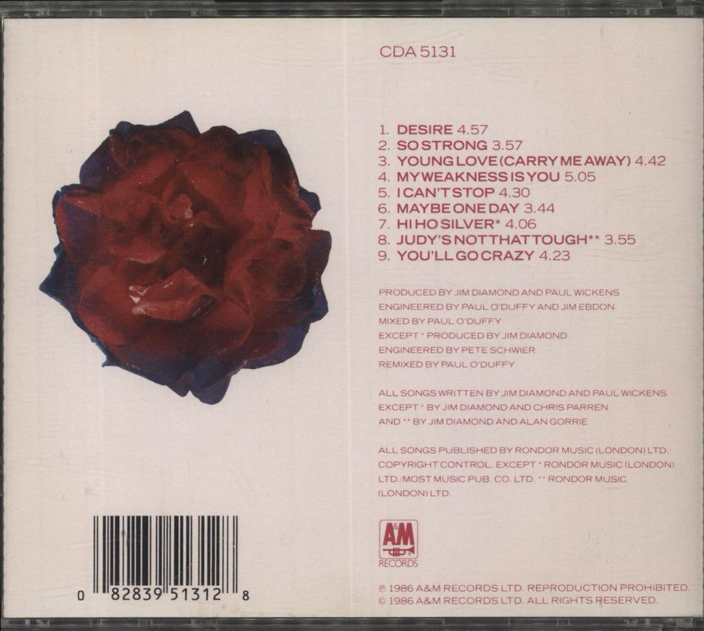 Jim Diamond Desire For Freedom UK CD album (CDLP) 082839513128