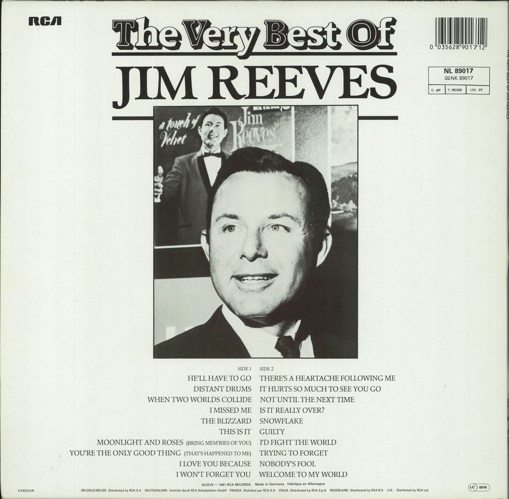 Jim Reeves The Very Best Of Jim Reeves German vinyl LP album (LP record)