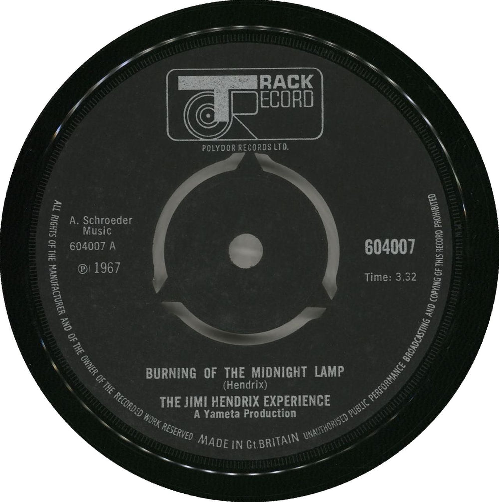 Jimi Hendrix Burning Of The Midnight Lamp - 3pr - VG UK 7" vinyl single (7 inch record / 45) 604007