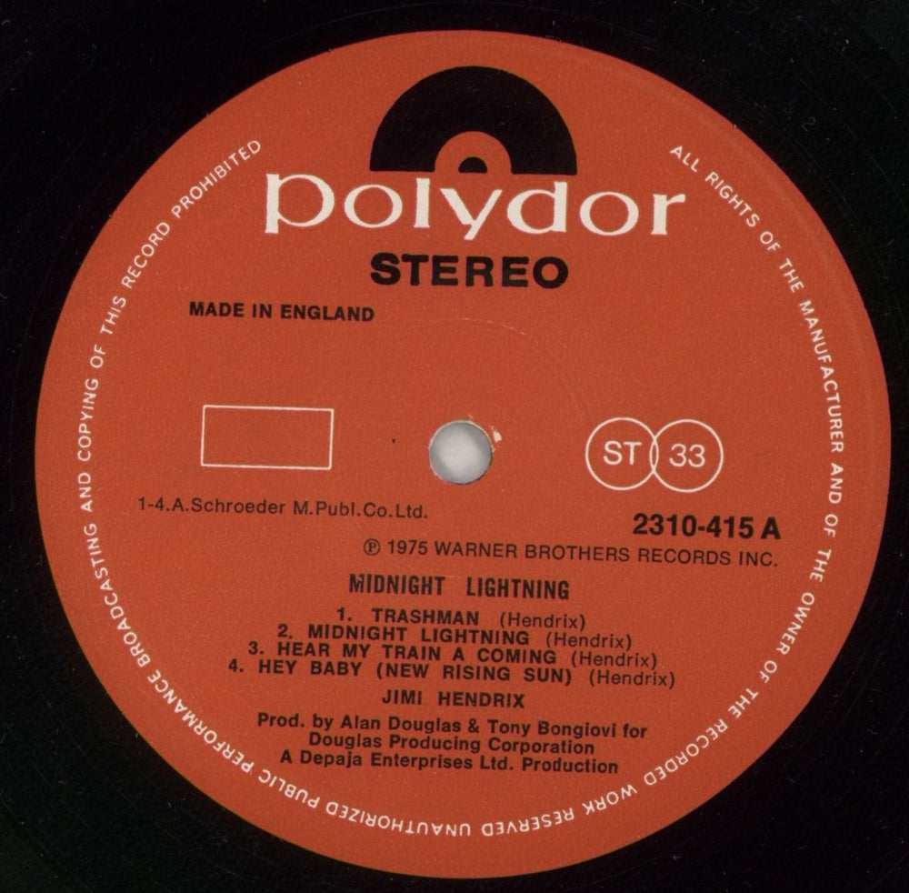 Jimi Hendrix Midnight Lightning - EX UK vinyl LP album (LP record) HENLPMI813485