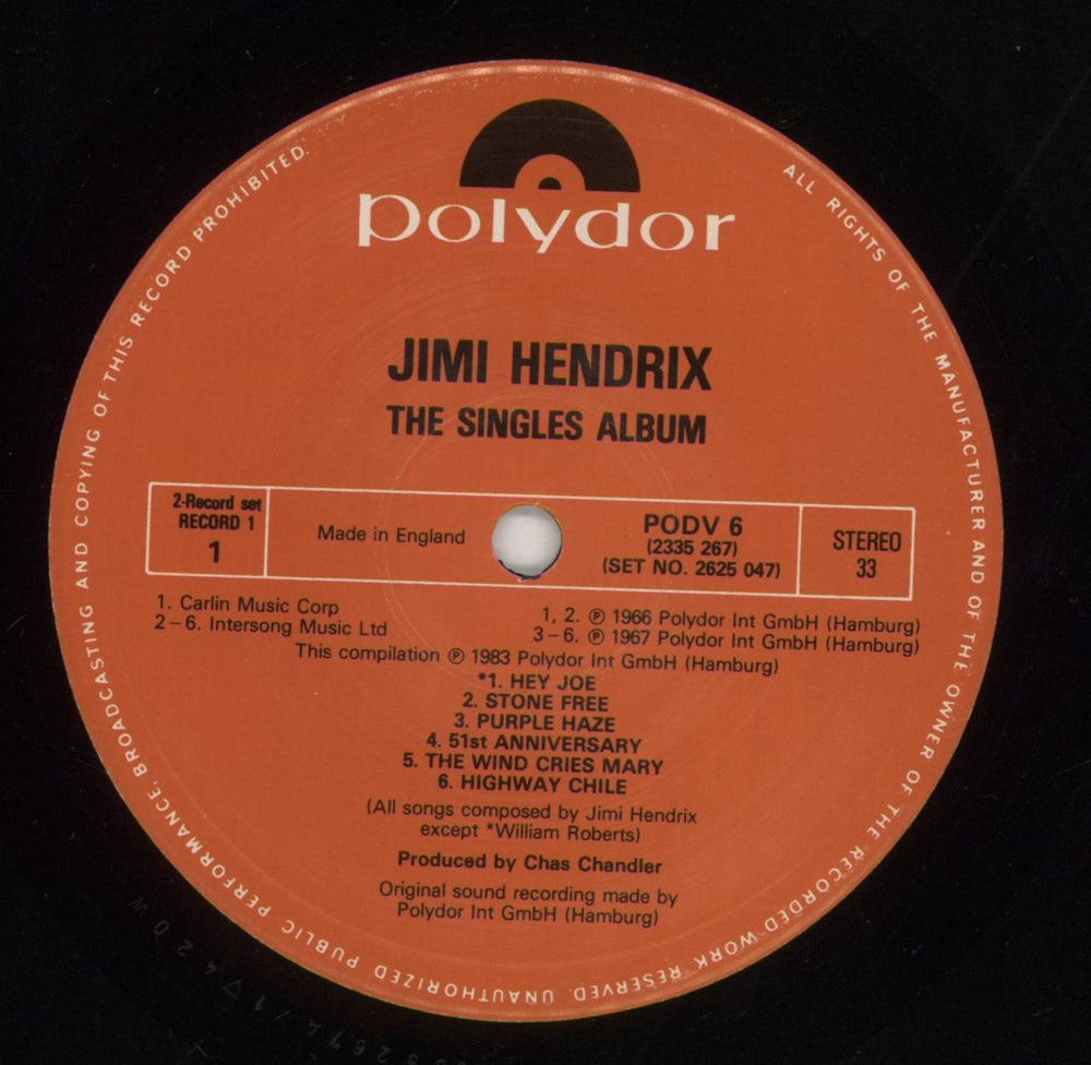 Jimi Hendrix The Singles Album - EX UK 2-LP vinyl record set (Double LP Album) HEN2LTH728021