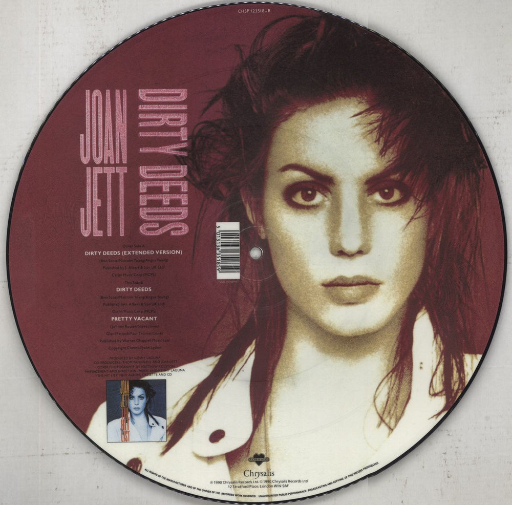 Joan Jett Dirty Deeds UK 12" vinyl picture disc (12 inch picture record) 5013136351859