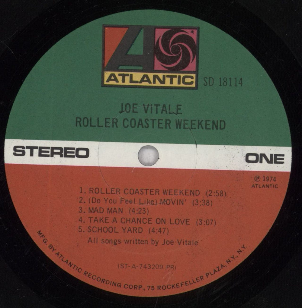 Joe Vitale Roller Coaster Weekend US vinyl LP album (LP record) JDPLPRO846788