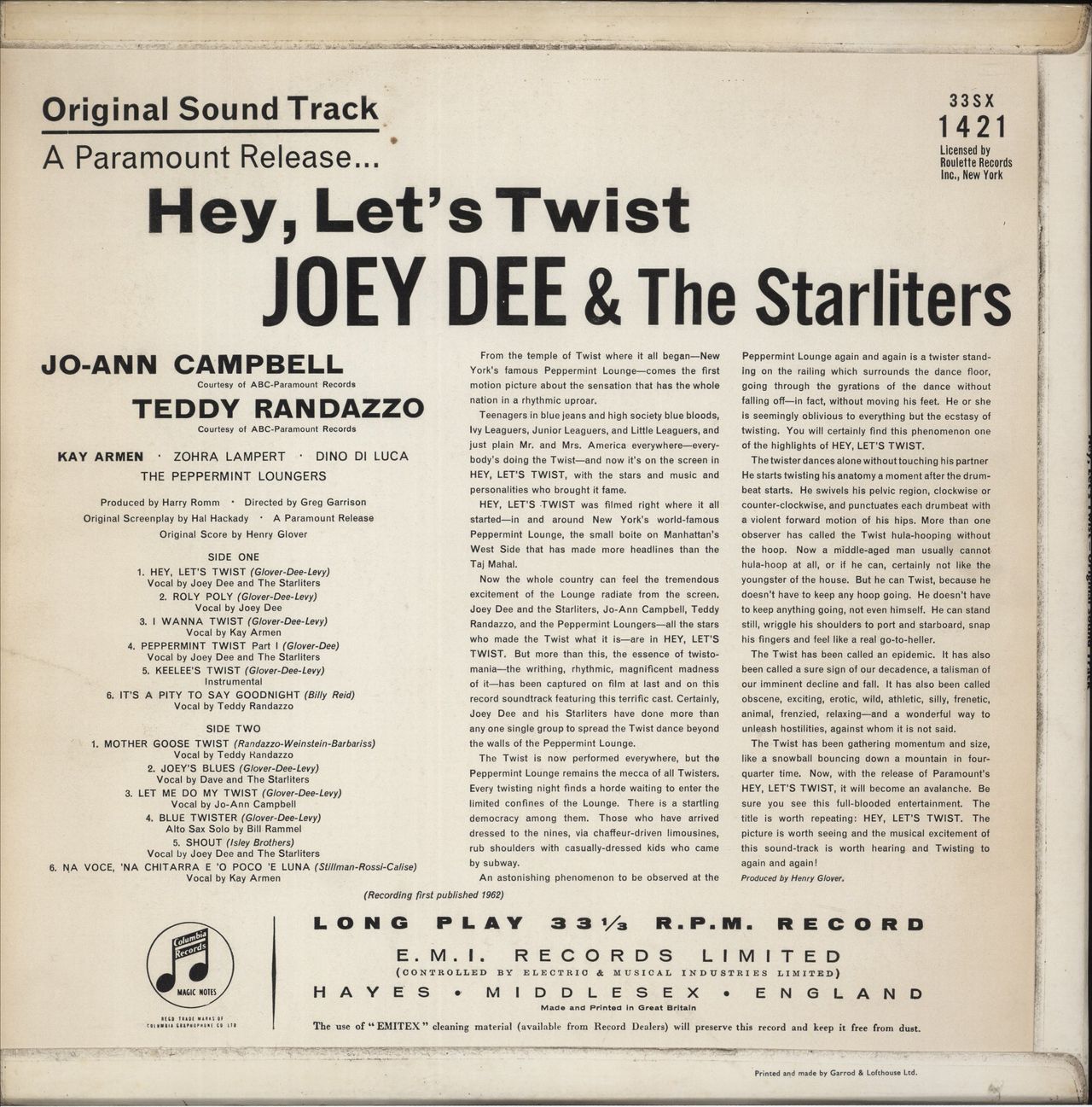 Joey Dee & The Starlighters Hey, Let's Twist UK Vinyl LP