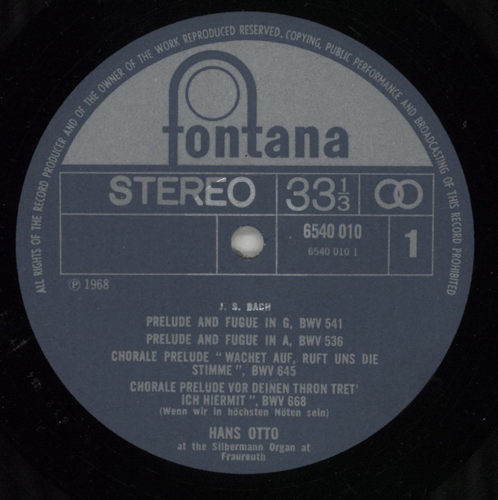 Johann Sebastian Bach Bach: At The Silbermann Organ At Fraureuth UK vinyl LP album (LP record) JHHLPBA864018