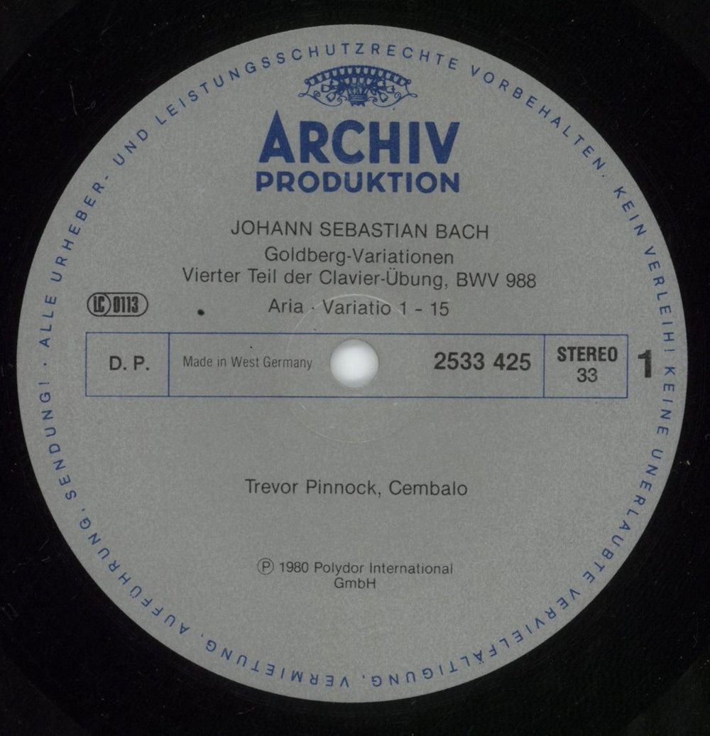 Johann Sebastian Bach Bach: Goldberg-Variationen German vinyl LP album (LP record) JHHLPBA880030