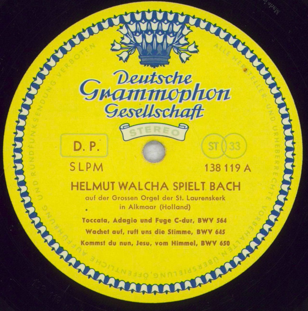 Johann Sebastian Bach Bach: Helmut Walcha Spielt Bach German vinyl LP album (LP record) JHHLPBA847831