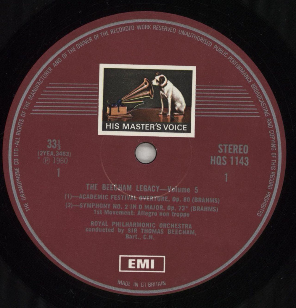 Johannes Brahms Brahms: Symphony No. 2 In D / Academic Festival Overture UK vinyl LP album (LP record) B10LPBR854816