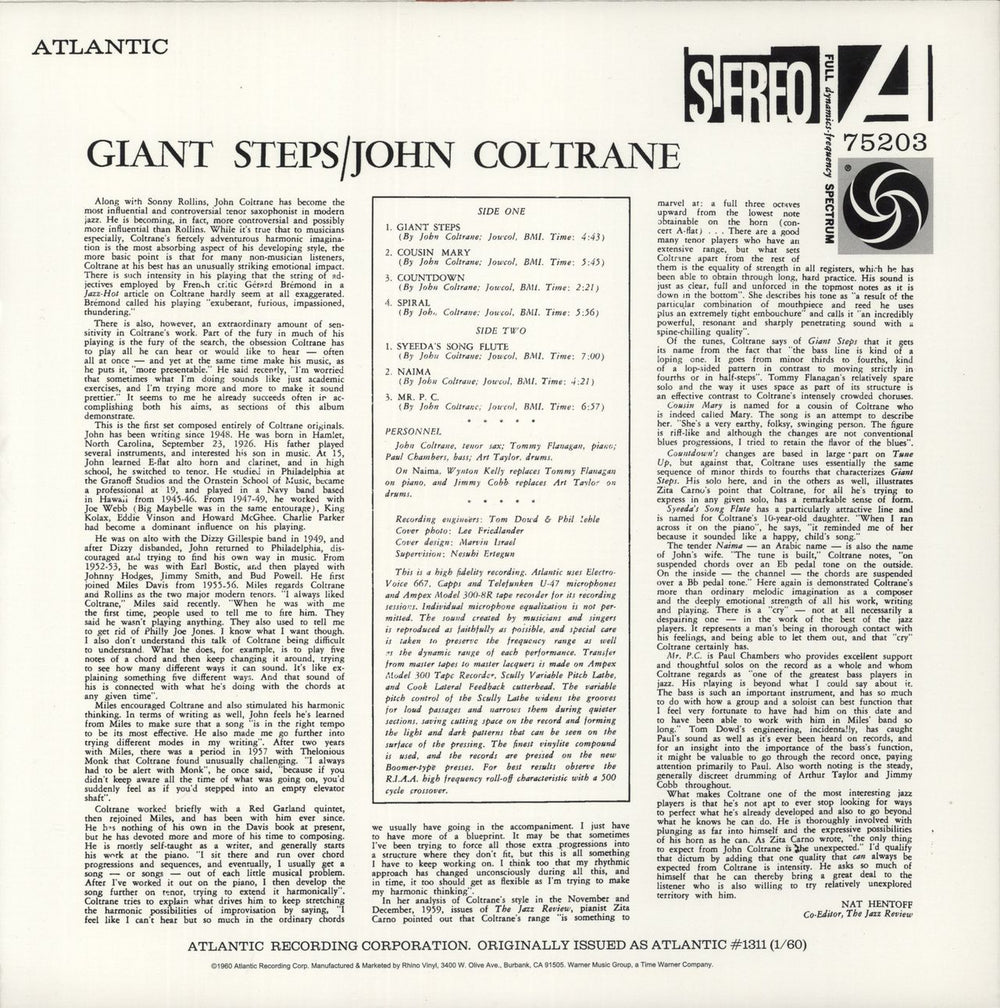 John Coltrane Giant Steps US vinyl LP album (LP record) 081227520311