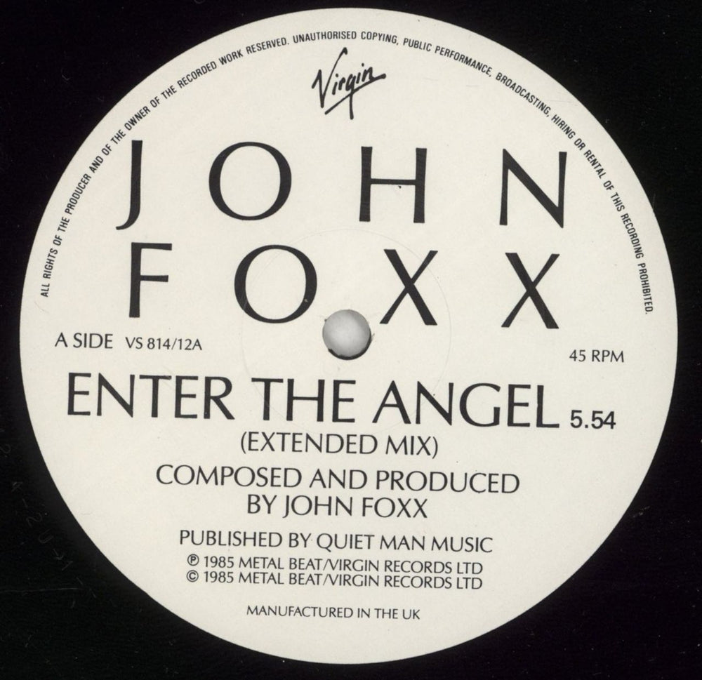 John Foxx Enter The Angel UK 12" vinyl single (12 inch record / Maxi-single) JFX12EN18397