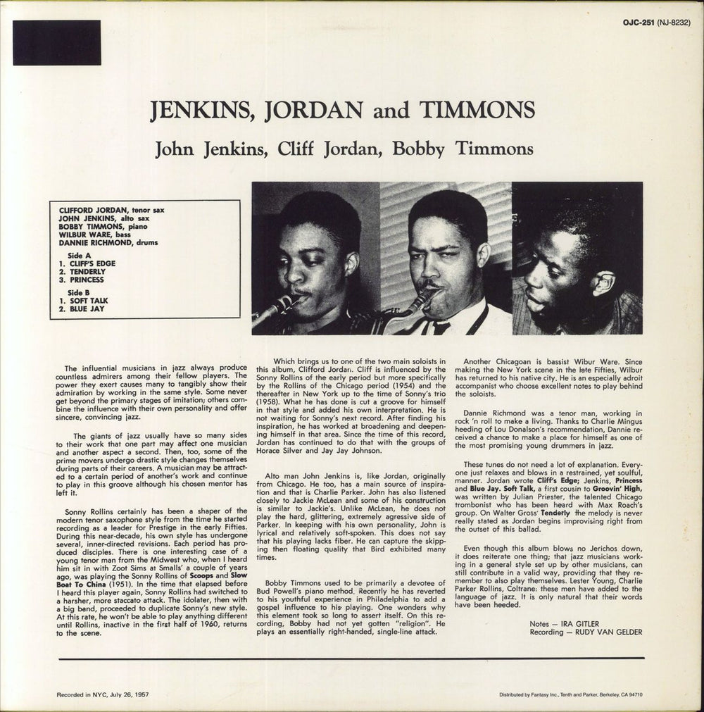 John Jenkins Jenkins, Jordan And Timmons US vinyl LP album (LP record)