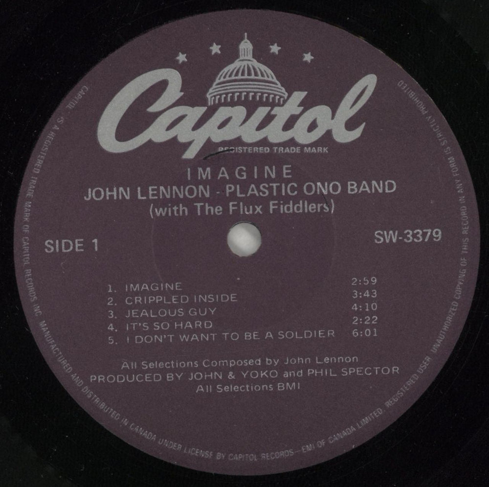 John Lennon Imagine Canadian Vinyl LP — RareVinyl.com