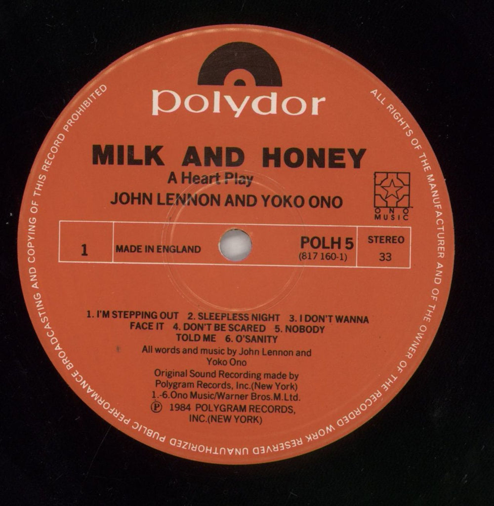 John Lennon Milk And Honey UK vinyl LP album (LP record) LENLPMI61958