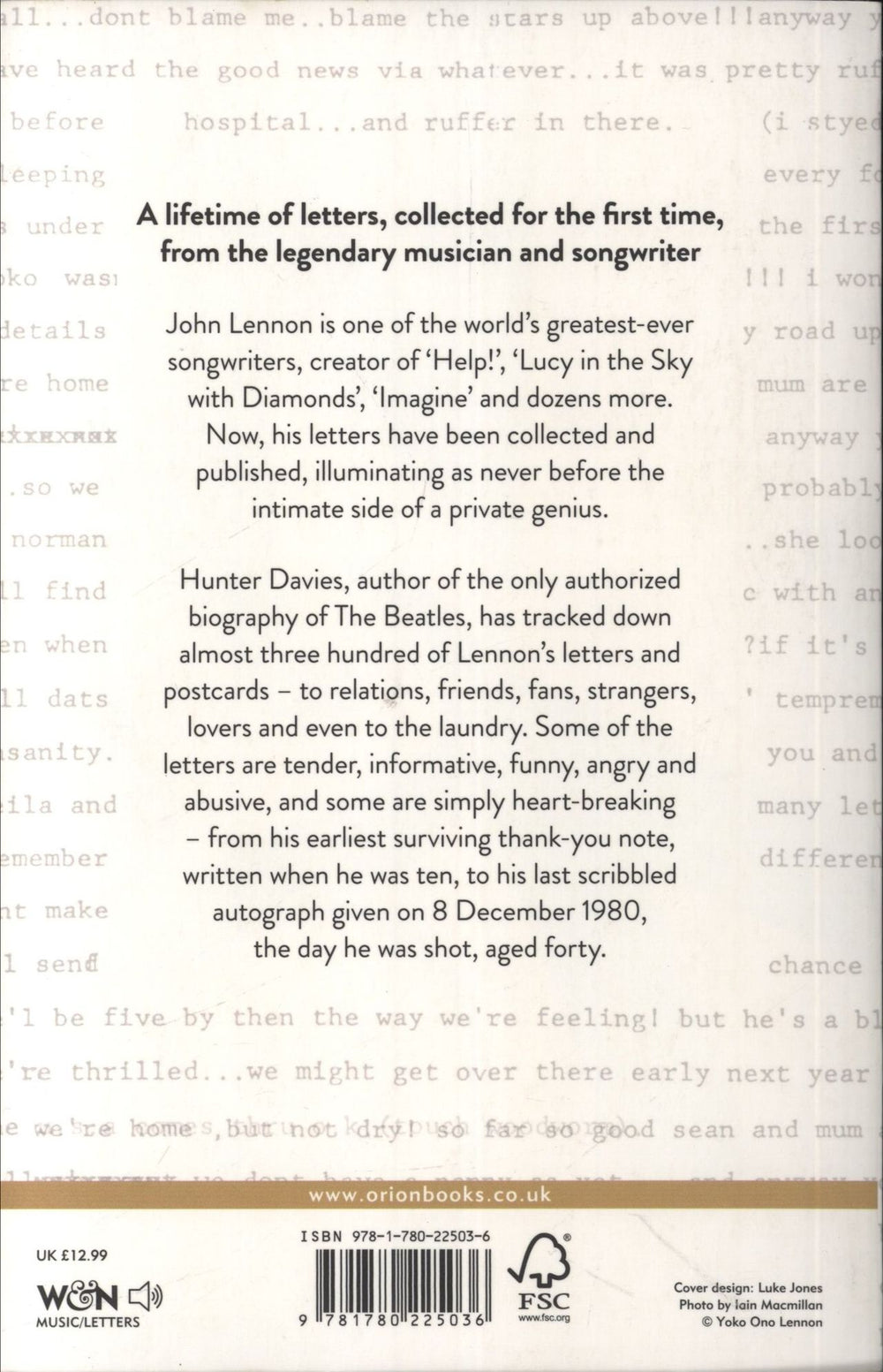 John Lennon The John Lennon Letters UK book 9781780225036