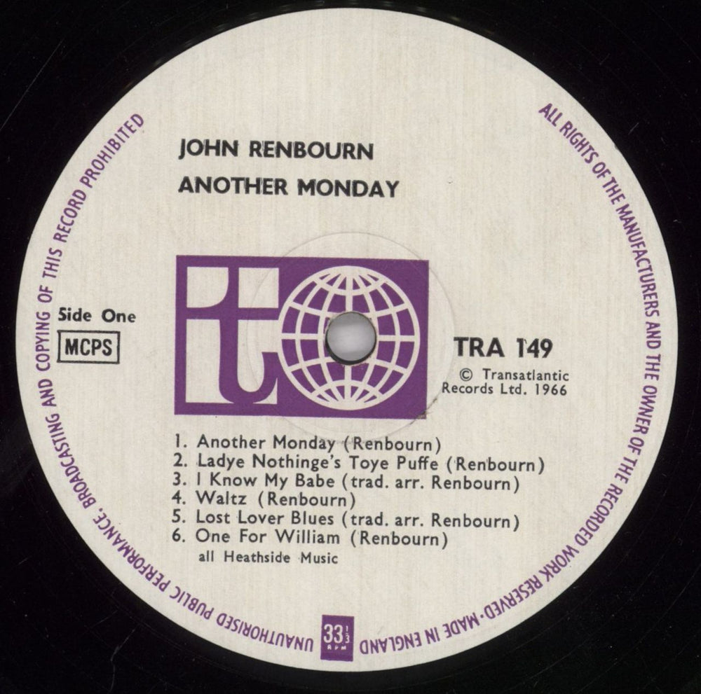 John Renbourn Another Monday UK vinyl LP album (LP record) JRBLPAN834116