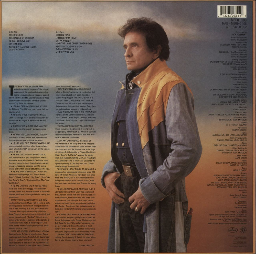 Johnny Cash Is Coming To Town UK vinyl LP album (LP record) 042283203112