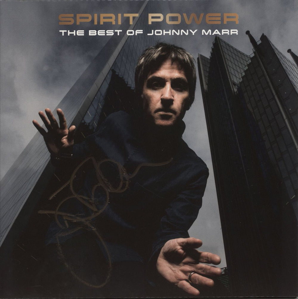 Johnny Marr Spirit Power: The Best Of Johnny Marr - Gold Vinyl - Autographed UK 2-LP vinyl record set (Double LP Album) NVLP006G