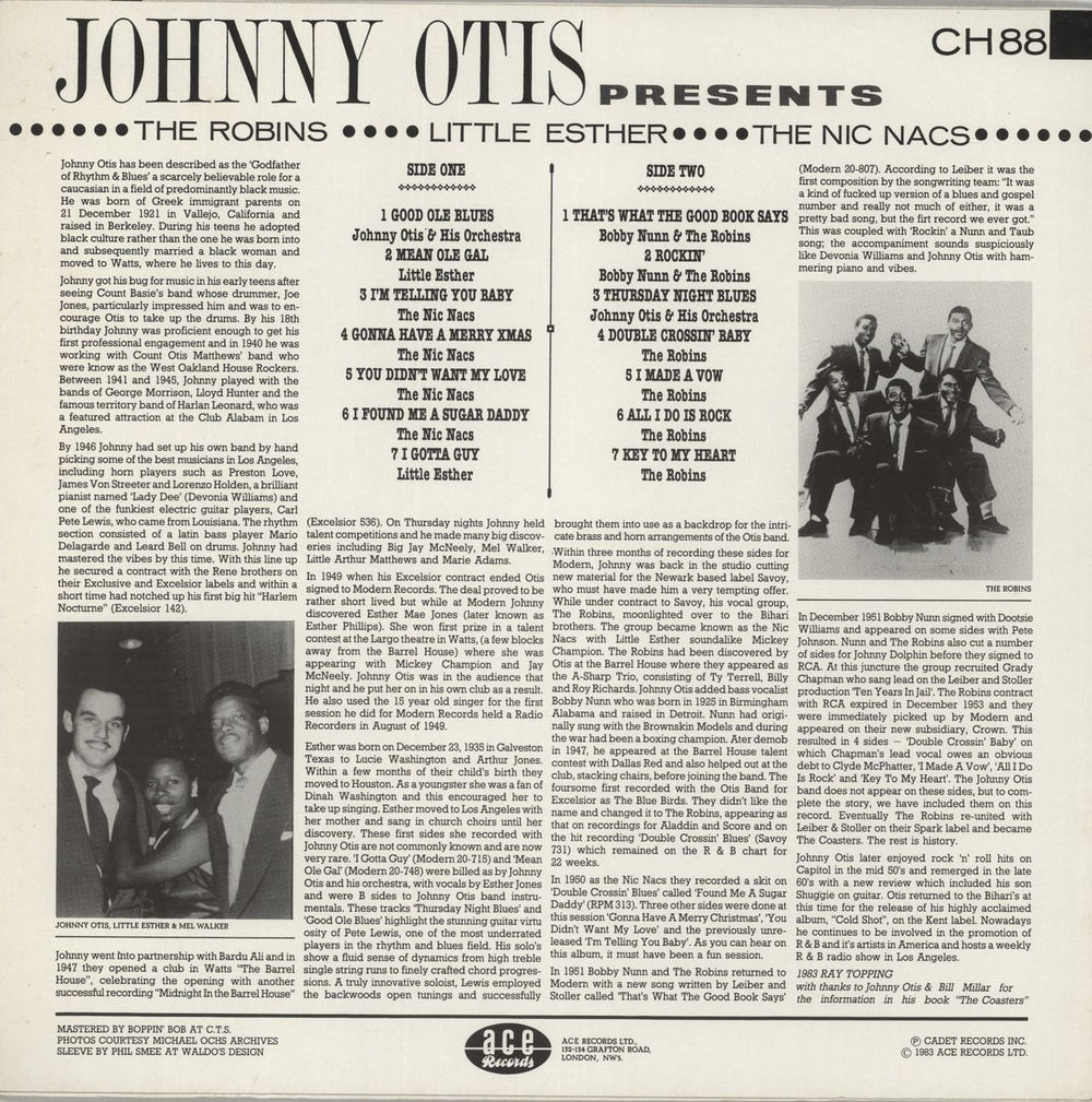 Johnny Otis Presents The Robins, Little Esther, The Nic Nacs UK vinyl LP album (LP record)